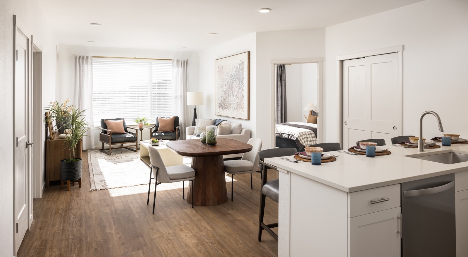 Open space living area with natural lighting