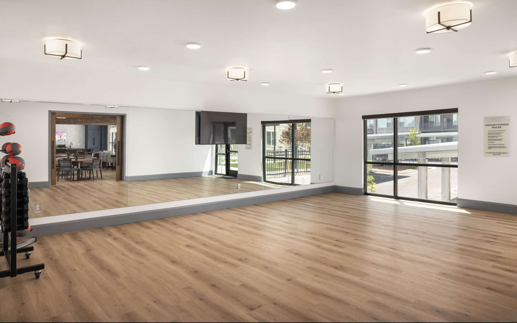 yoga studio with ample lighting