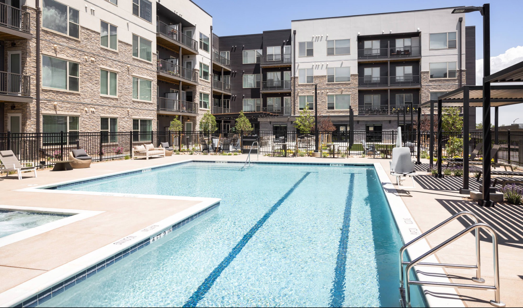 outdoor pool with lap lanes