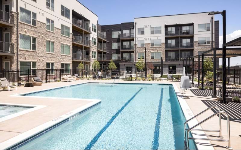 outdoor pool with lap lanes