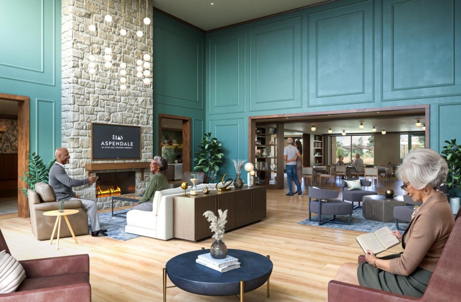 lounge with colorful decor