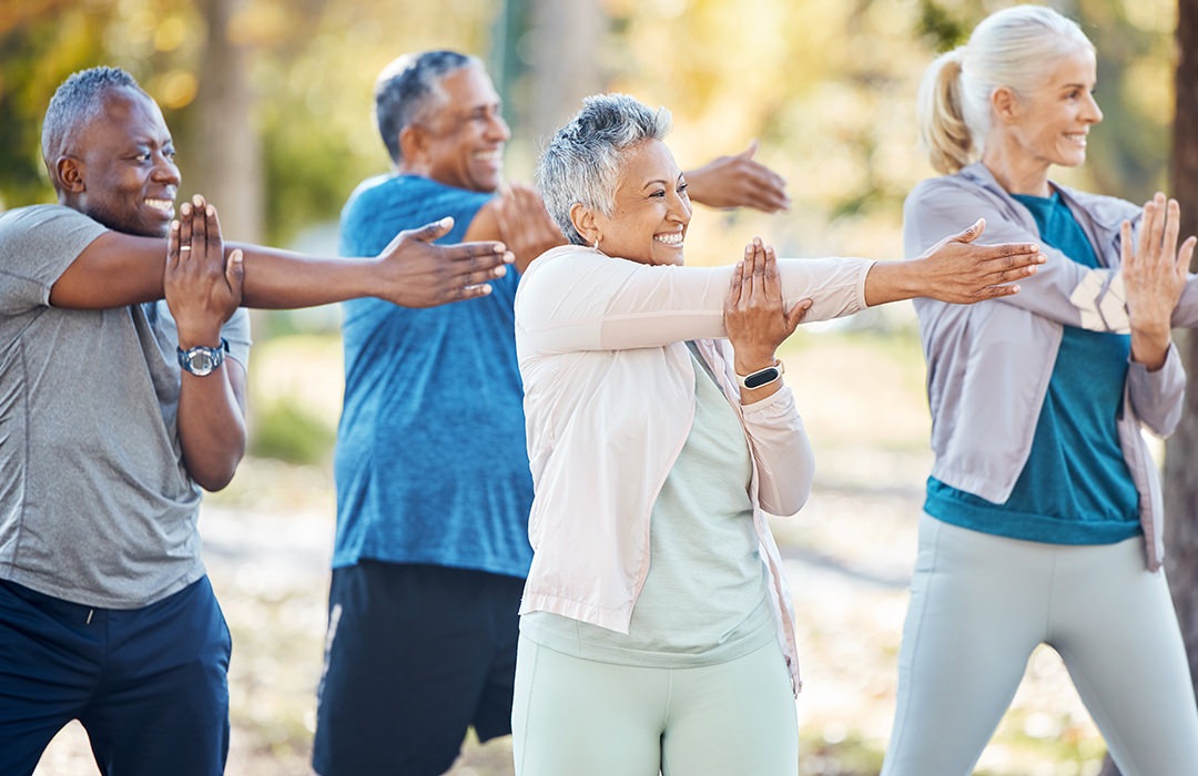 Group of residents doing yoga